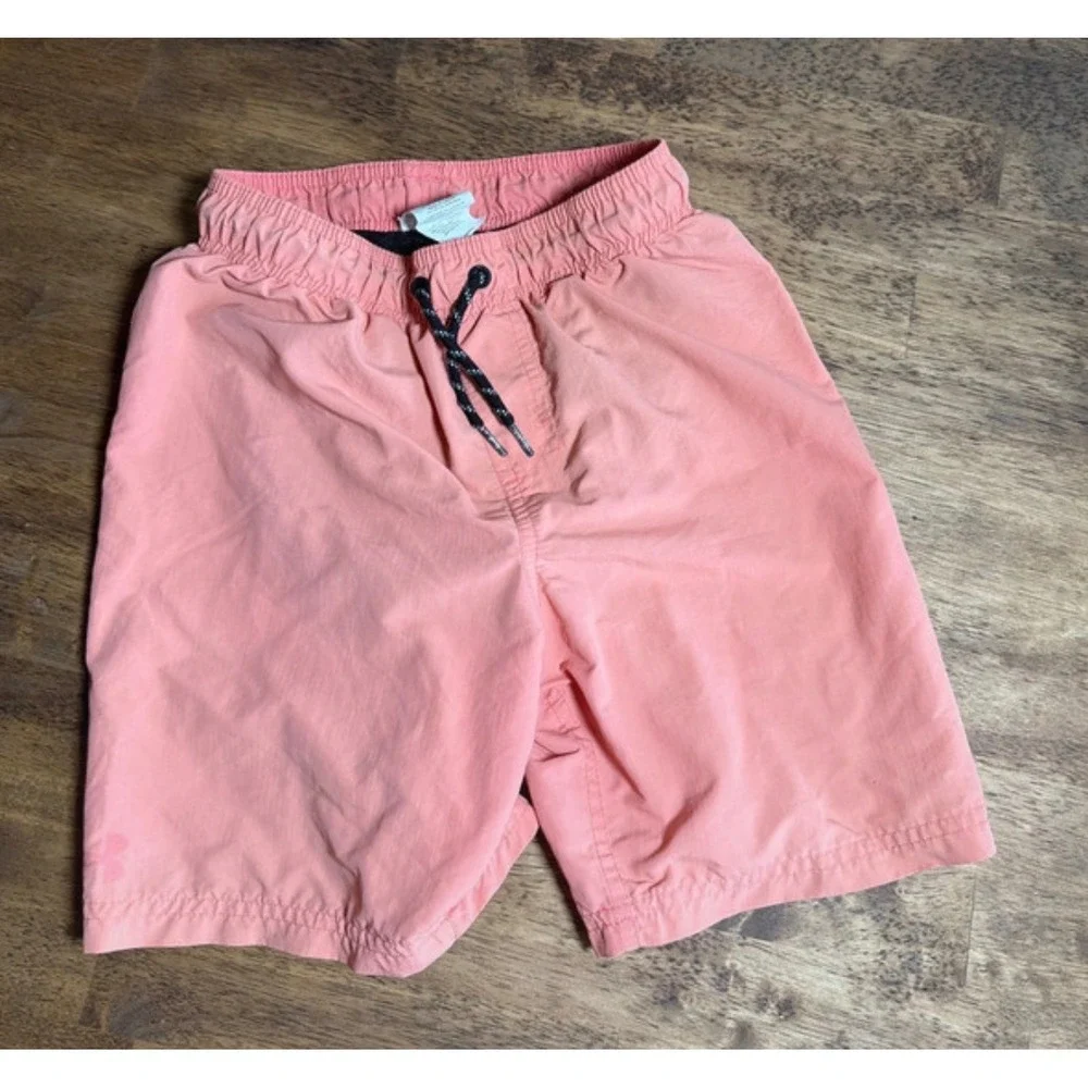 Under Armour Boys Swim Trunks Coral Pink Board Shorts Elastic Waist Size Medium
